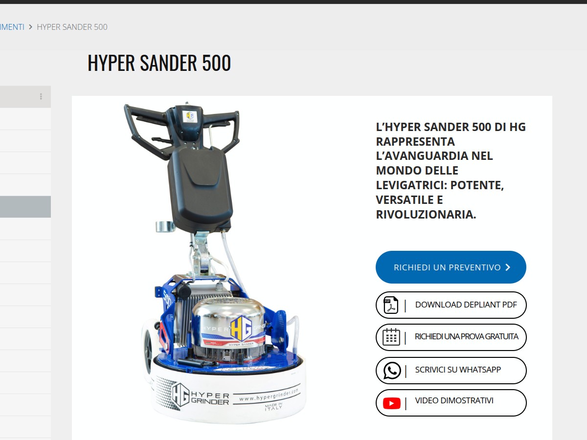 Levigatrice professionale per pavimenti Hyper Grinder HYPER SANDER : potenza precisione e versatilità